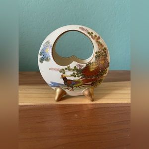 Antique Small Japanese backet vase 4”